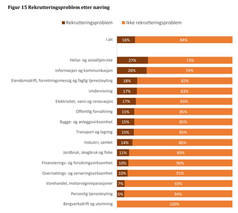 Rekrutteringsproblem etter næring