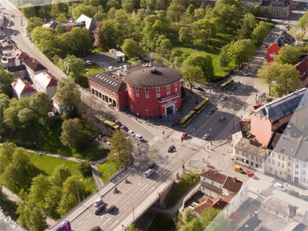 Dronebilde av Elgseter gate i Trondheim. Bilde