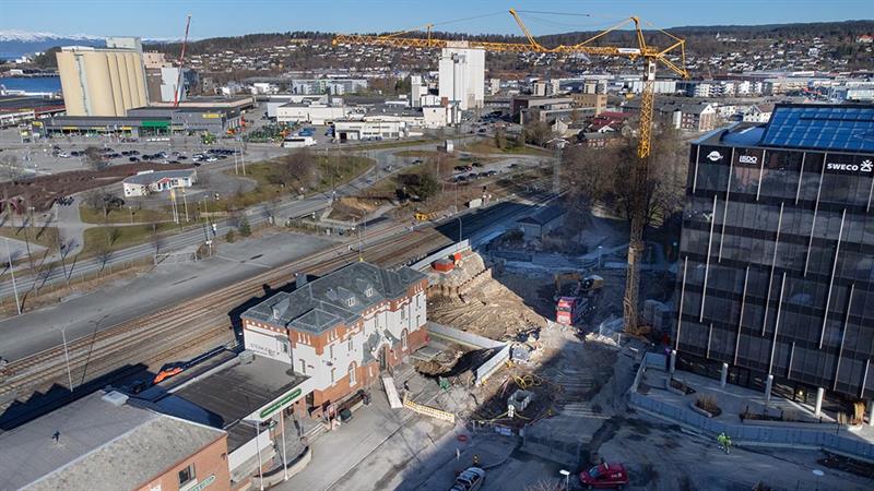 Byggeplassen for nytt fylkeshus i Steinkjer. Bilde