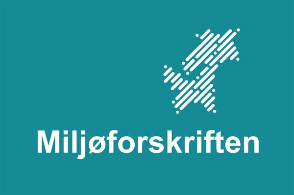 Teksten miljøforskriften på blå bakgrunn