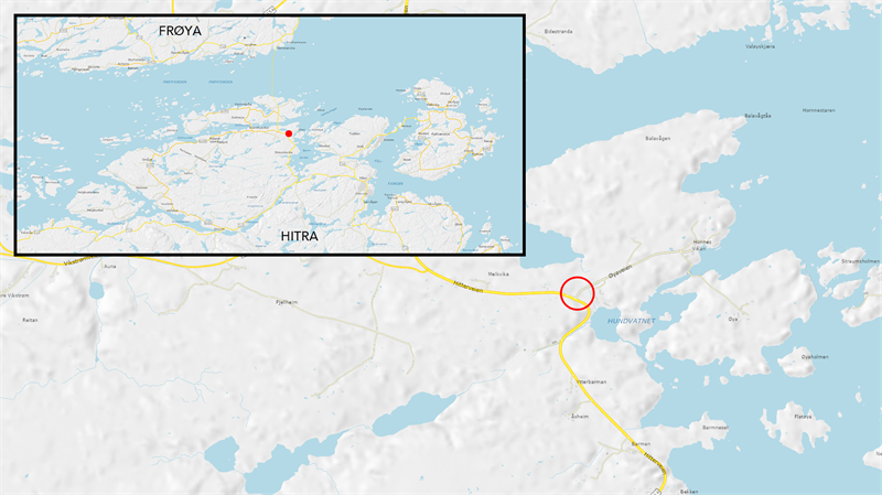 Vikansvingen, fylkesveg 714. Kart.